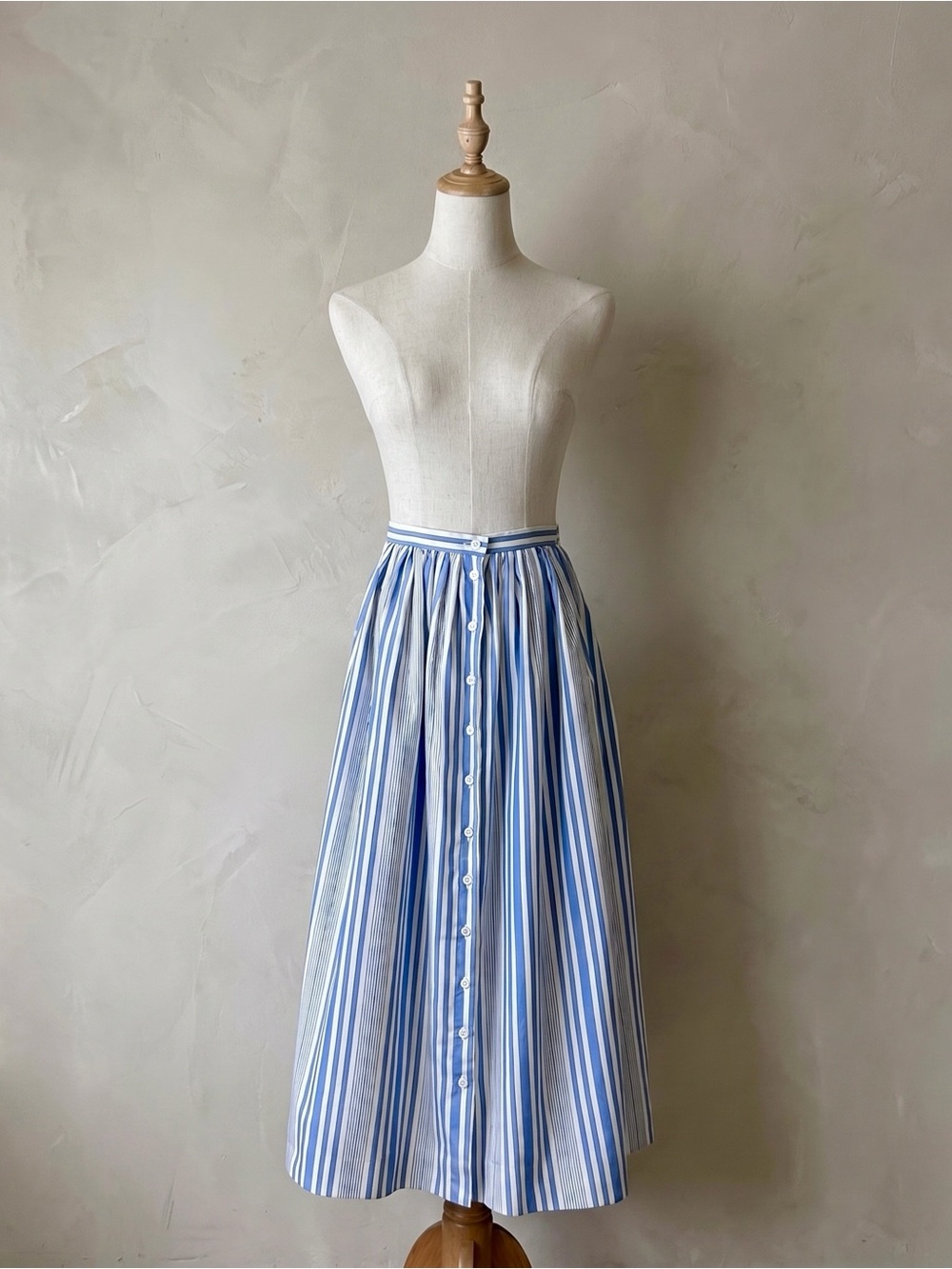 Ralph Lauren Blue Label c. 1980s Cotton Skirt Santorini Blue Stripe | 14
